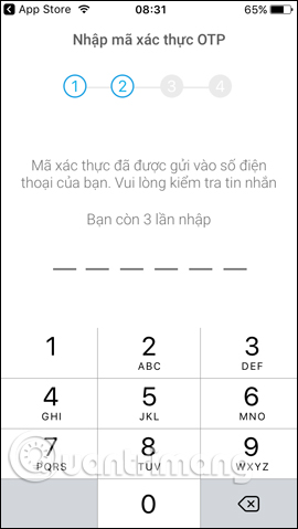 Nhập mã xác thực