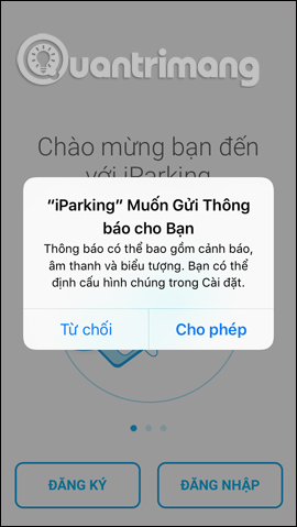 Nhận thông báo từ iParking
