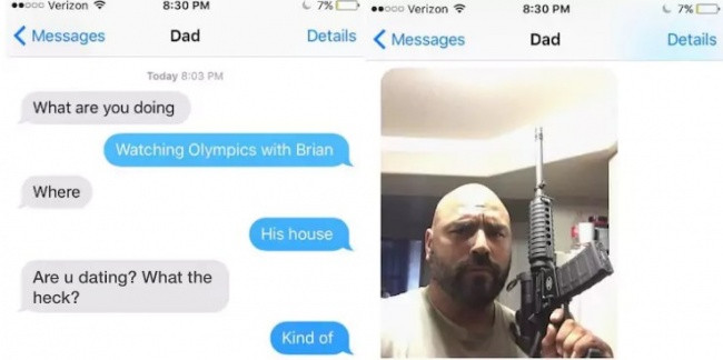 Daddy muốn nói: "Bố cô ấy có súng đấy!"