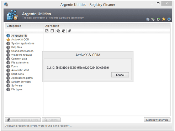 Phần mềm Argente Registry Cleaner