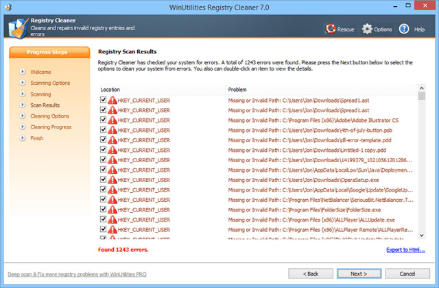 Phần mềm WinUtilities Registry Cleaner