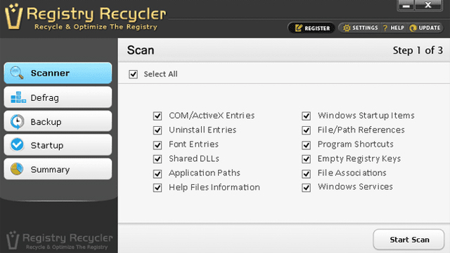 Phần mềm Registry Recycler