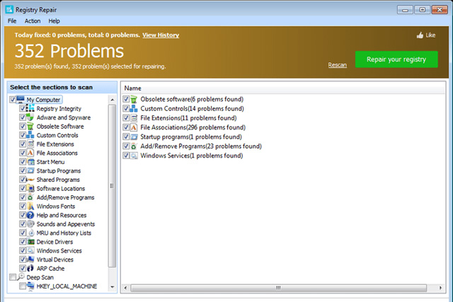 Phần mềm Registry Repair