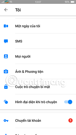 Kéo xuống chọn mục Ảnh & Phương tiện để thiết lập. 