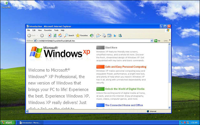Internet Explorer 6 lần đầu có mặt trên Windows XP 