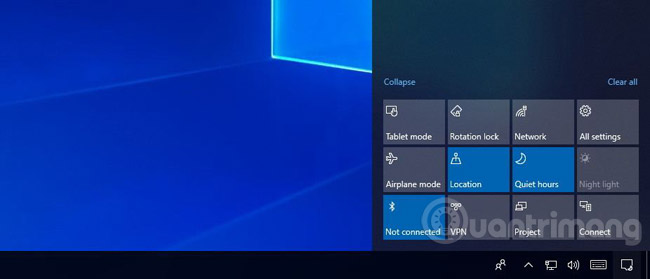 Action Center trên Windows 10 Redstone 4