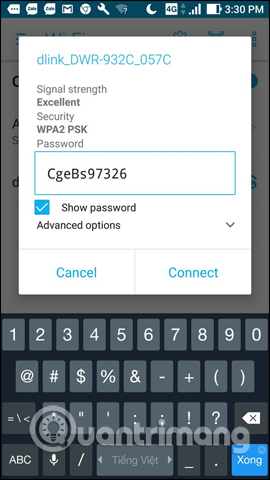 Nhập mật khẩu WiFi