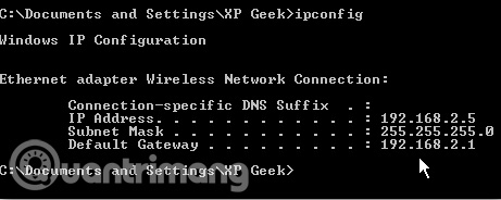 Verify network settings using the ipconfig command
