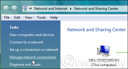 Chọn Manage network connections 