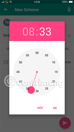 Đặt giờ mà bạn muốn lên lịch.
