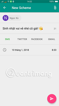 Nhập nội dung để hẹn giờ gửi tin nhắn. 