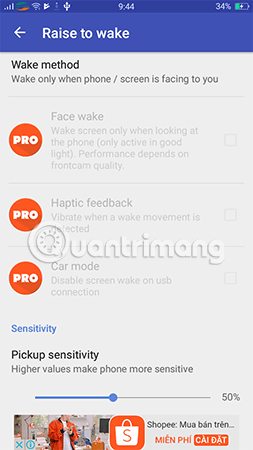 Tùy chỉnh độ nhạy.