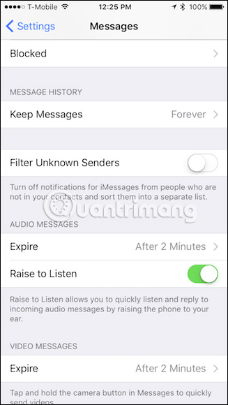 Giới hạn lịch sử tin nhắn