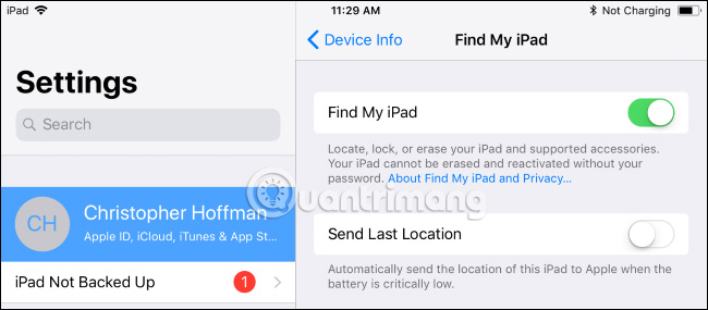 Tắt Find My iPhone hoặc Find My iPad,