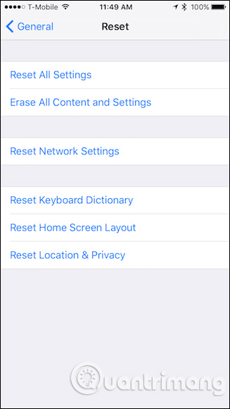 Erase All Content and Settings