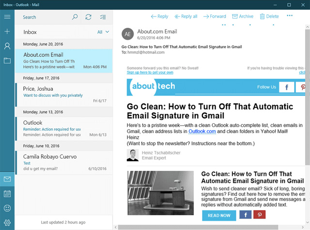Chương trình email Mail for Windows