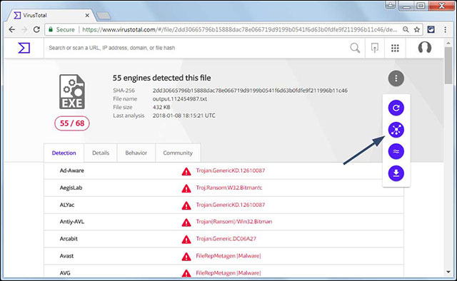 Mở trang Graph sau khi phân tích tập tin