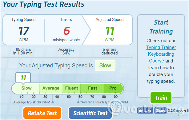 Typing Speed Test kiểm tra gõ máy tính