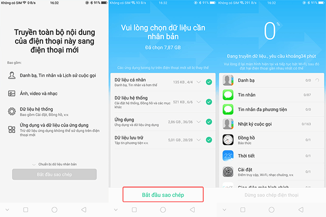 Chọn những mục mình muốn sao chép.