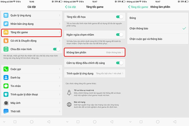 Hạn chế làm phiền khi chơi game