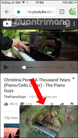 Giao diện video thu nhỏ