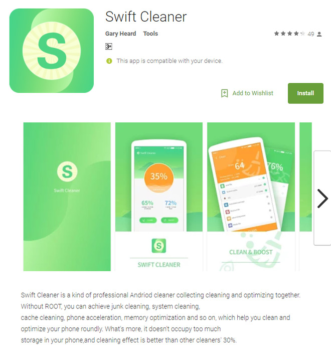 Ứng dụng Swift Cleaner chứa mã độc 
