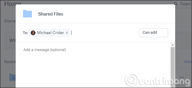 Nhập email của tài khoản Dropbox chính để chia sẻ