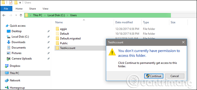 Truy cập tệp với quyền admin
