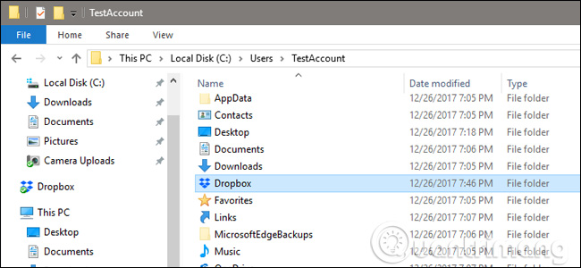 Chọn thư mục Dropbox trong thư mục User của tài khoản phụ