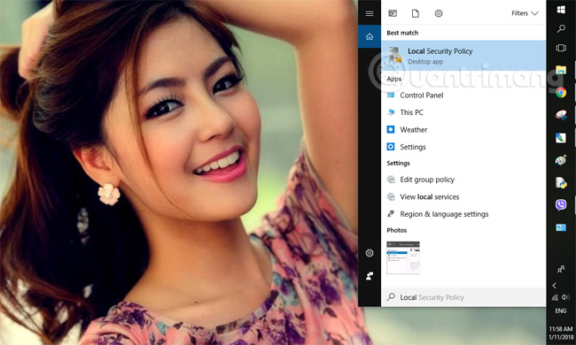 Tìm kiếm với từ khóa Local Security Policy trong thanh tìm kiếm.