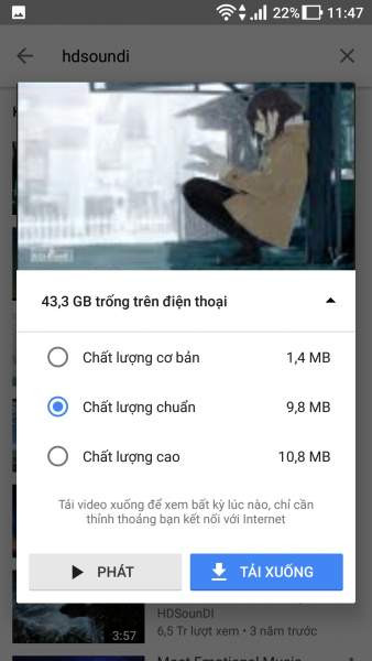 Chọn chất lượng video để xem 