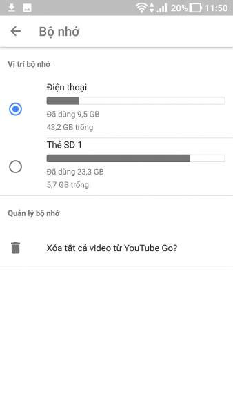 Bạn có thể lưu video vào bộ nhớ trong hoặc thẻ nhớ 