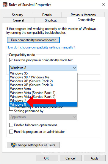 Chỉnh tính tương thích cho game 