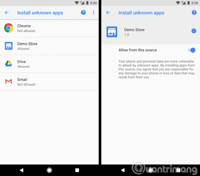 Chặn tải ứng dụng từ các nguồn không xác minh