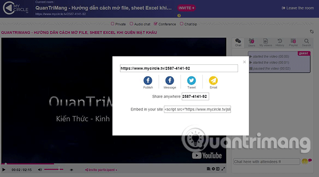 Mời bạn bè cùng xem trực tuyến bằng cách nhấn vào biểu tượng Invite.