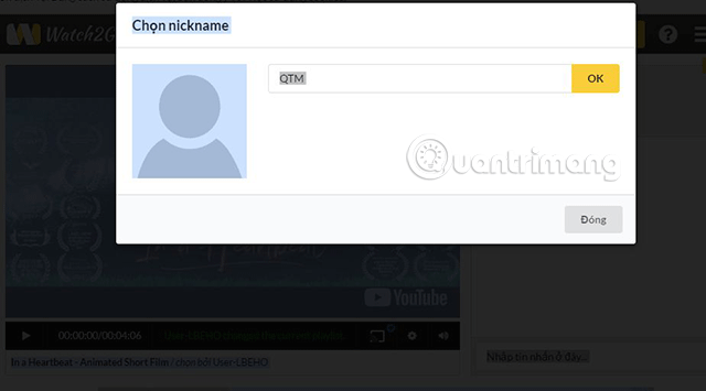 Nhập tên phòng > Ok để xác nhận.