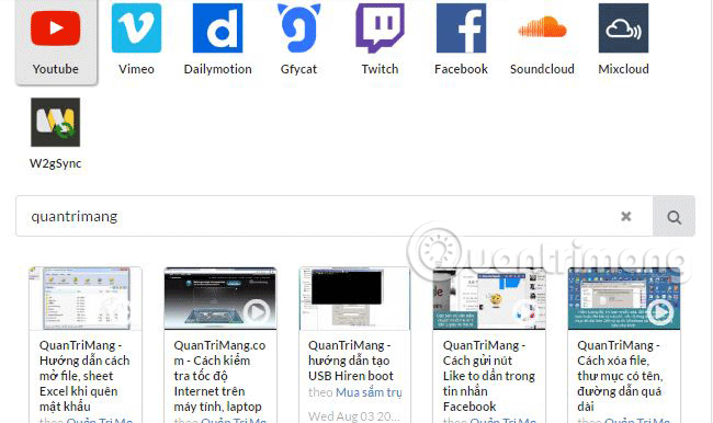 Tìm kiếm hay dán link video vào để khởi động trình chia sẻ.