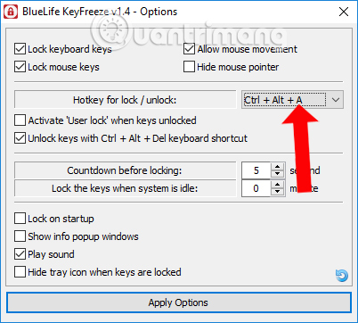 Phím tắt khóa bàn phím