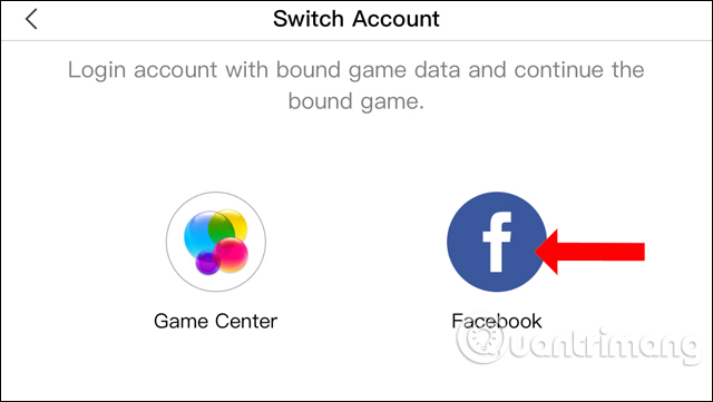 Chọn tài khoản Facebook 