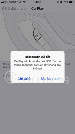Chọn kết nối thông qua Bluetooth hoặc thông qua USB