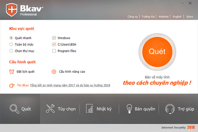 Giao diện của Bkav 2018