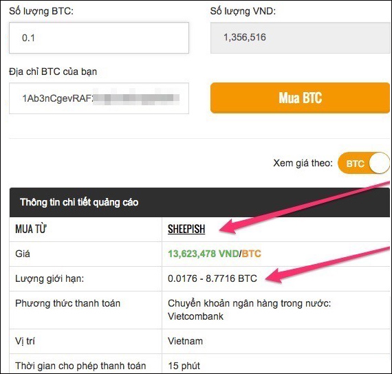Số lượng Bitcoin muốn mua 