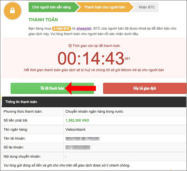 Thanh toán tiền mua BTC