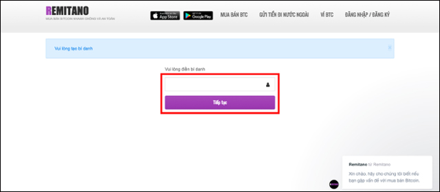 Tên tài khoản Remitano