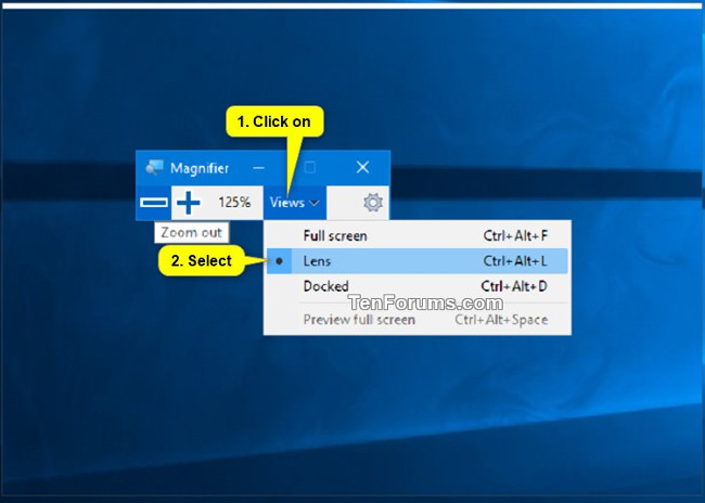 Nhấn vào Views và chọn chế độ Lens.
