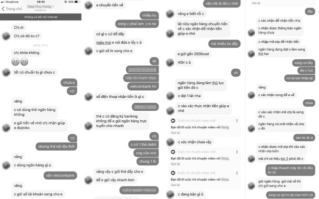 Lừa nhận tiền hộ qua Facebook 