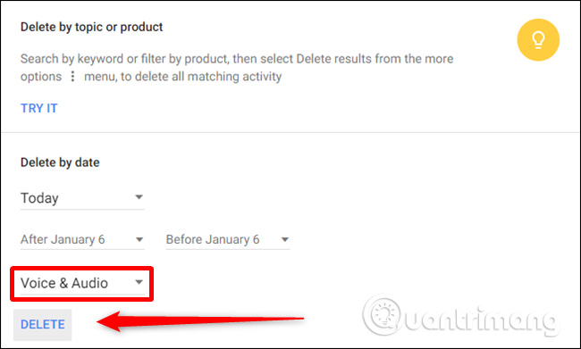 Trên menu thả xuống "All Products", hãy chọn mục bạn muốn xóa, sau đó nhấp vào nút "Xoá"