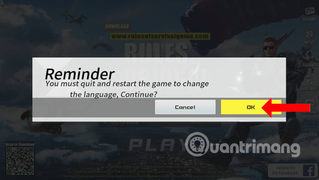 Thông báo chuyển ngôn ngữ