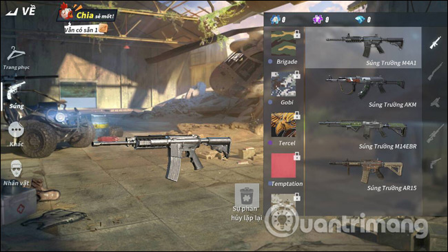 Giao diện vũ khí trong game