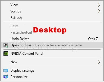 Menu ngữ cảnh khi chuột phải lên Desktop